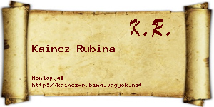 Kaincz Rubina névjegykártya